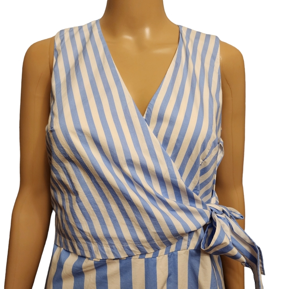 Ann Taylor Poplin Stripe Wrap Chest Dress Size 2 - Picture 6 of 10